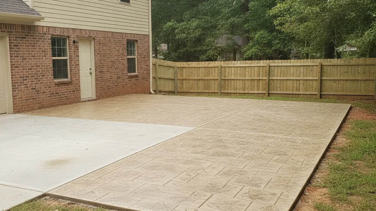 Stamped concrete patio illustrating residential flatwork available for Byram quote requests