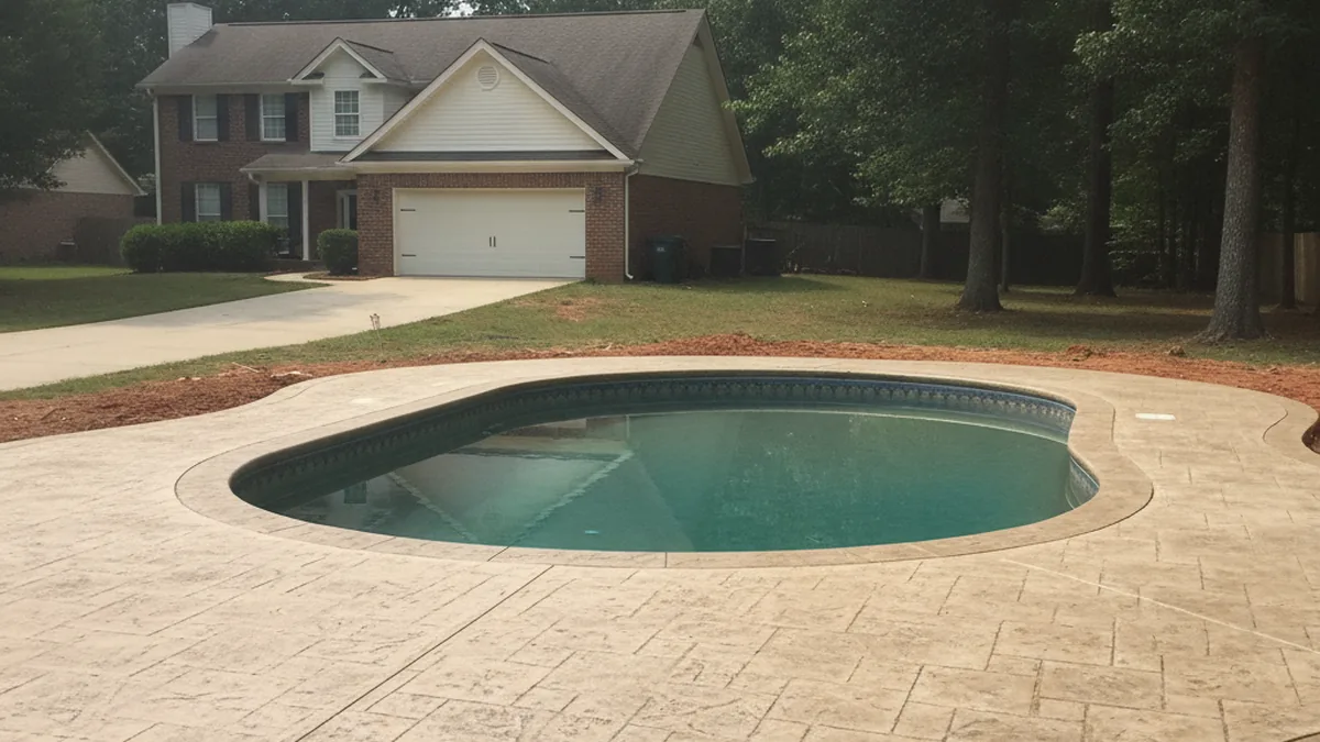 Stamped-concrete pool surround at a Flowood home