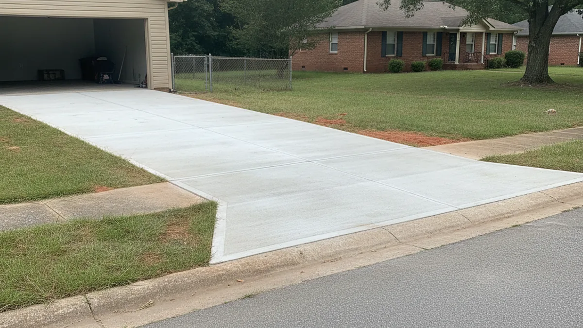 Finished residential concrete driveway in Rankin County