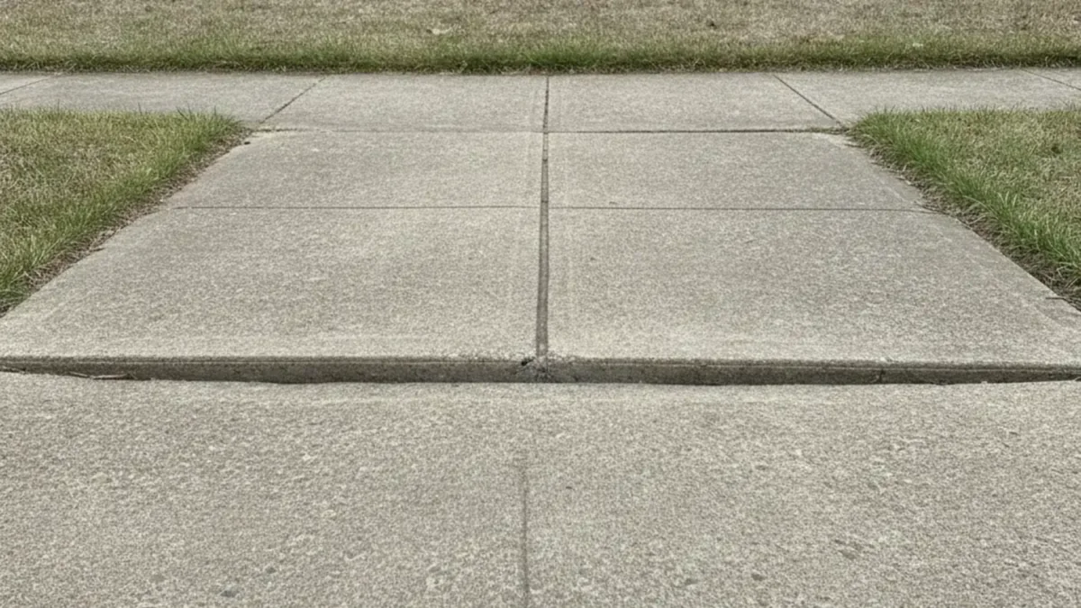 Illustration of a dry settled concrete walkway panel showing a height difference in Pearl, Mississippi