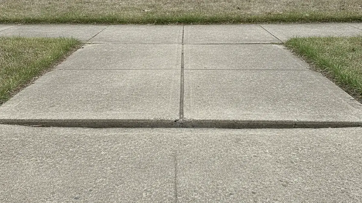 Generic illustration of a dry settled concrete walkway panel showing a height difference