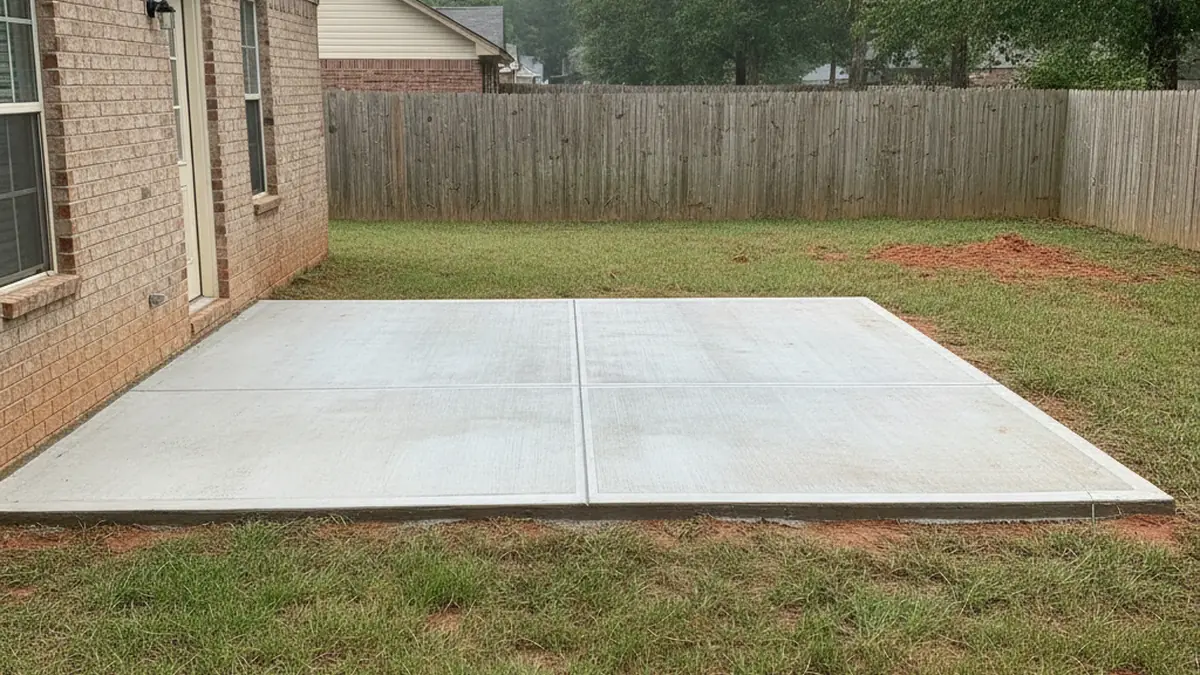 Broom-finished concrete patio in a Pearl backyard