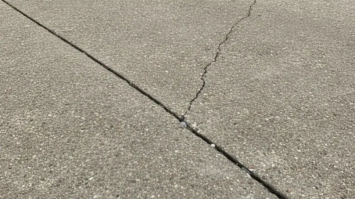 Generic illustration of a dry cracked residential concrete slab prepared for repair assessment