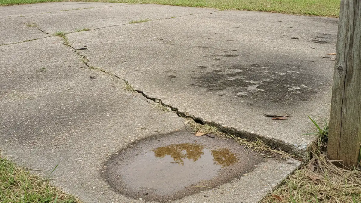 Aging cracked driveway in an established Richland neighborhood